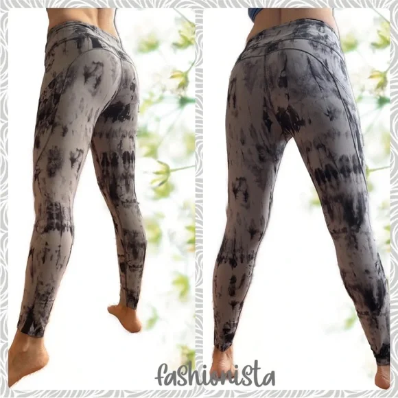 Lululemon Wunder Train High-Rise Crop 23" Tie Dye Graphite sz.4 - Picture 2 of 11